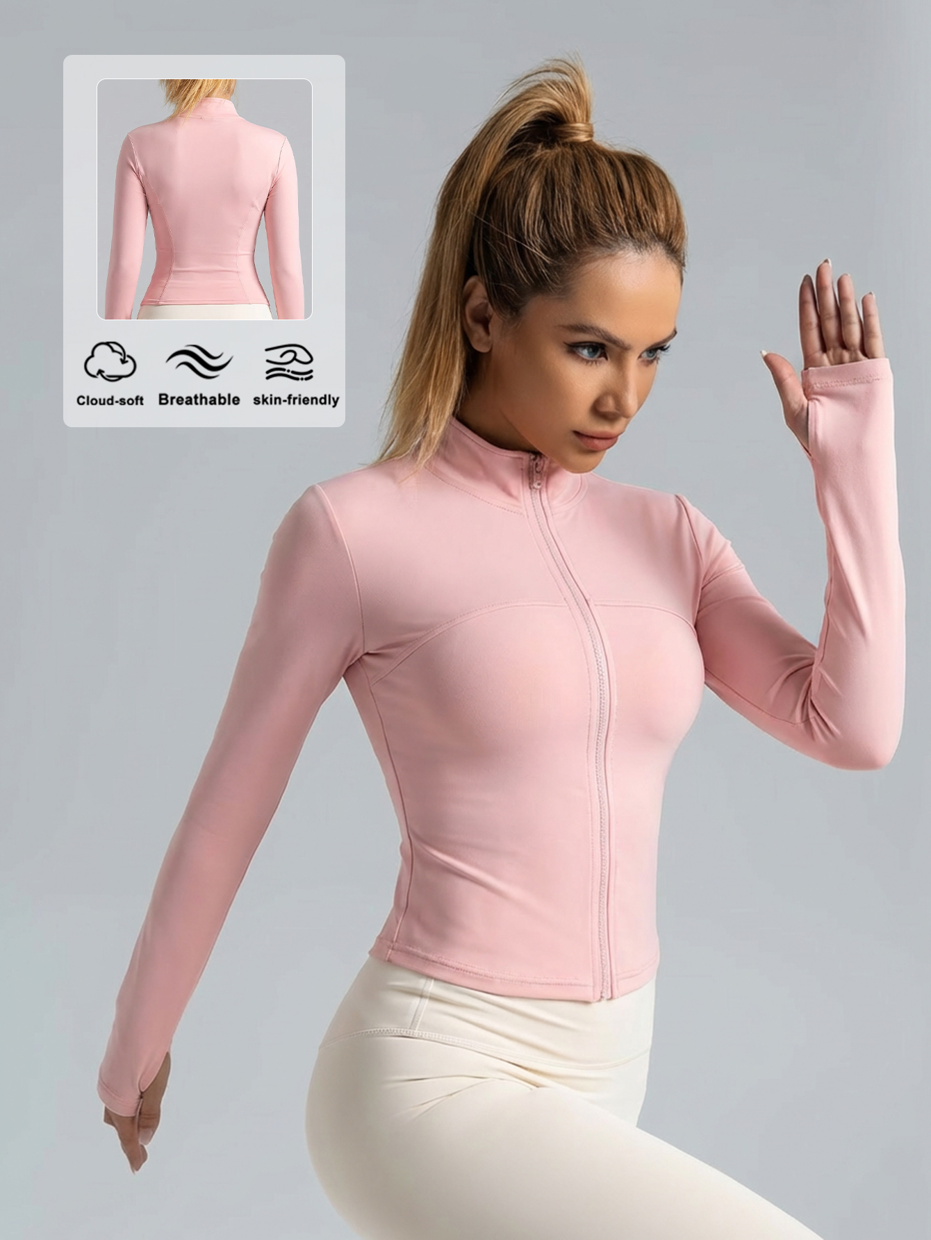 New Women Light pink Yoga Coat - Fitness & Nutrition Lab บทวิจารณ์และราคา