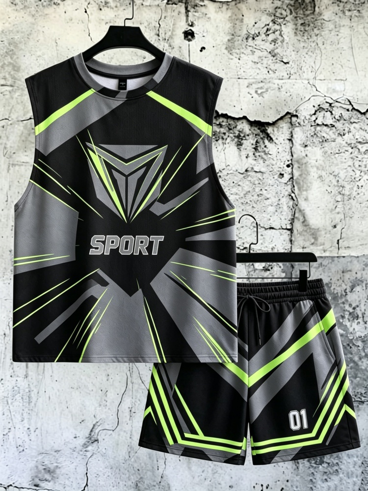 Men's Geometric Sport Print Sl - Fitness & Nutrition Lab บทวิจารณ์และราคา