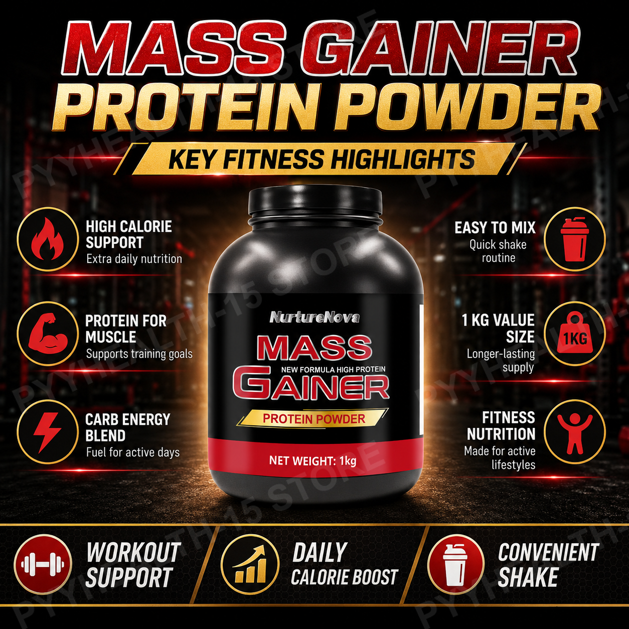 Mass Gainer Protein Powder 1kg - Nutrition And Fitness บทวิจารณ์และราคา