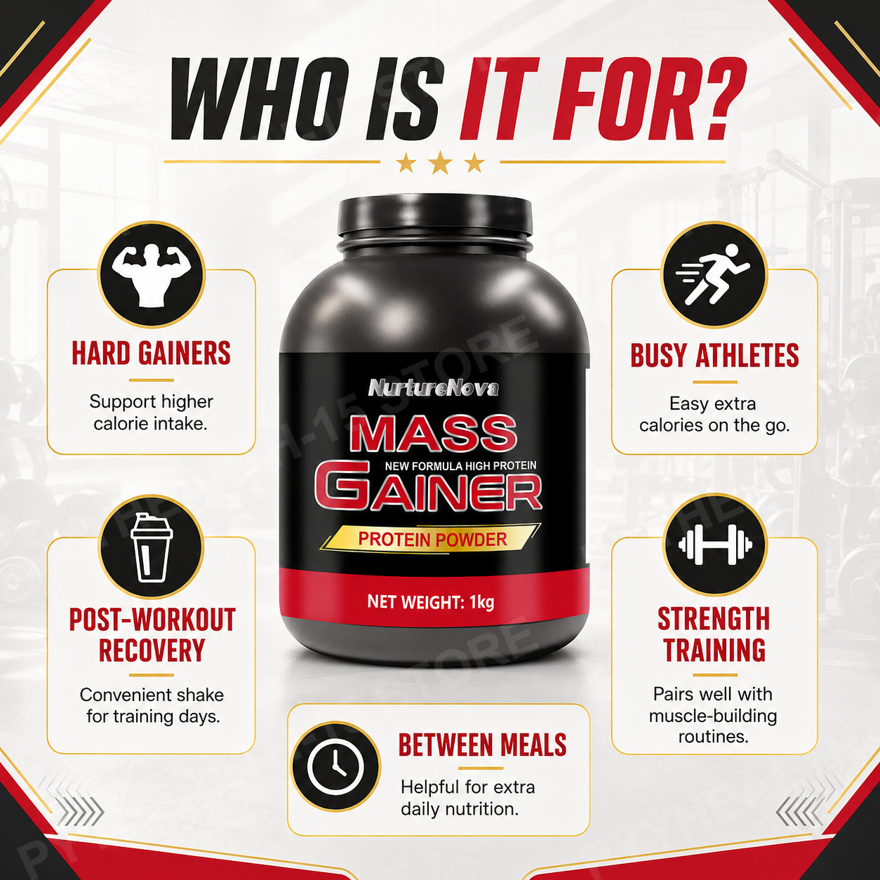 Mass Gainer Protein Powder 1kg - Nutrition And Fitness บทวิจารณ์และราคา